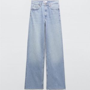 ZARA TRF WIDE LEG HIGH WAISTED JEANS RAW HEM